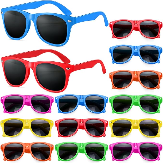 GINMIC Kids Sunglasses Party Favors, 12Pack Neon Sunglasses for Kids, Boys and Girls, Great Gift for Birthday Party Supplies, Beach, Pool Party Favors, Fun Gift, Party Toys
