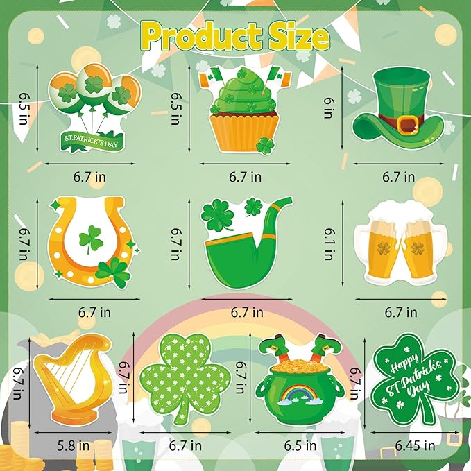 40Pcs St. Patrick's Day Hanging Swirl Decorations, Irish Lucky Shamrock Clover Ceiling Hanging Swirls St. Patrick's Day Foil Swirls Streamers for Irish Saint Patrick Party Decorations