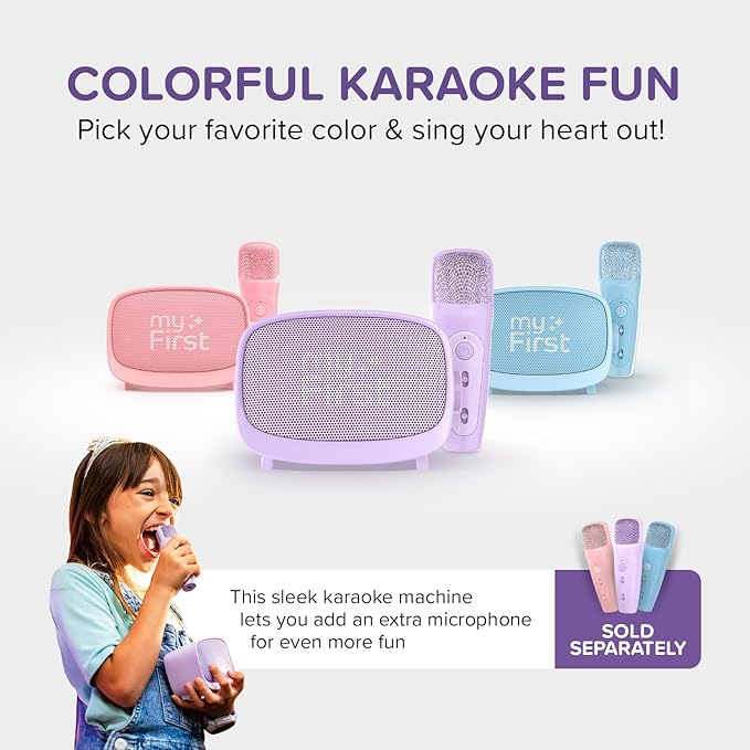 myFirst Voice 2 - Kids Mini Karaoke Machine with Wireless Microphone and Voice Changer for Kids, Portable Bluetooth Speaker, Christmas Toys Gifts for Girls and Boy 3-12 Years Old (Purple)