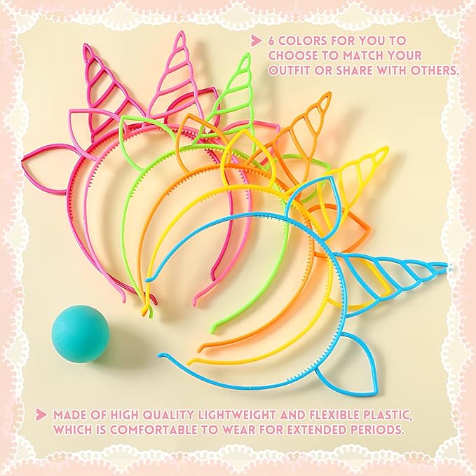 24 Pcs Unicorn Headbands Unicorn Birthday Party Favors,Plastic Hairbands for Girls,Headware Accessories for Party Supplies Gift,Teens Toddlers Children