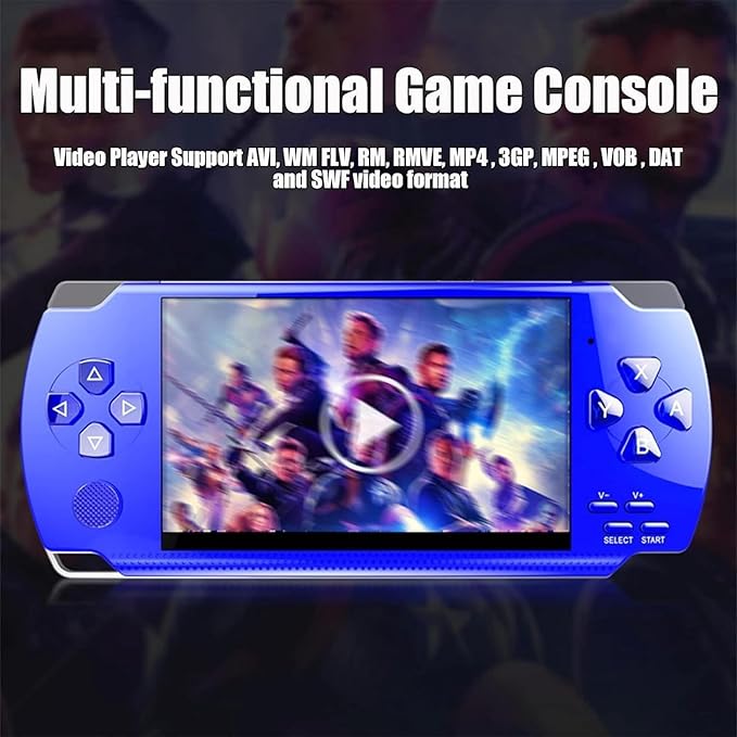 Generic Handheld Preloaded Electronic Game, Built-in 1200+ Classic Retro Games, 4.3'' HD Screen, Dual Joystick, Supports TV Output, Blue
