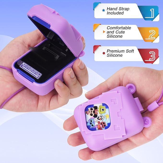 MGZNMTY Silicone Case for Bitzee Disney Interactive Toy Digital Pet and Case, Protective Skin Cover for New Bitsy Electronic Virtual Pet (Purple)