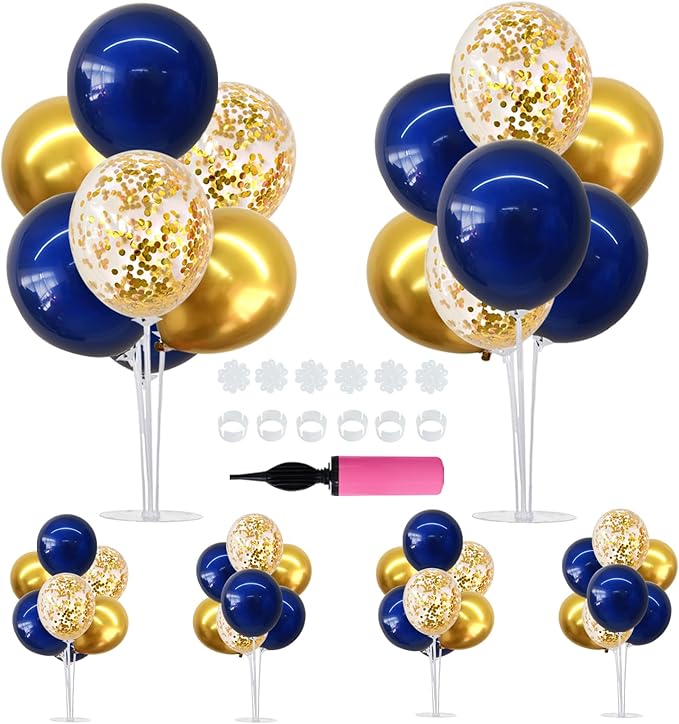 TONIFUL 6 Set Navy Blue Gold Balloon Centerpieces for Table,Balloon Arch Kit for Graduation Decorations 2026 Class of 2026 Party Decorations,New Year,Anniversary,Birthday Decoration