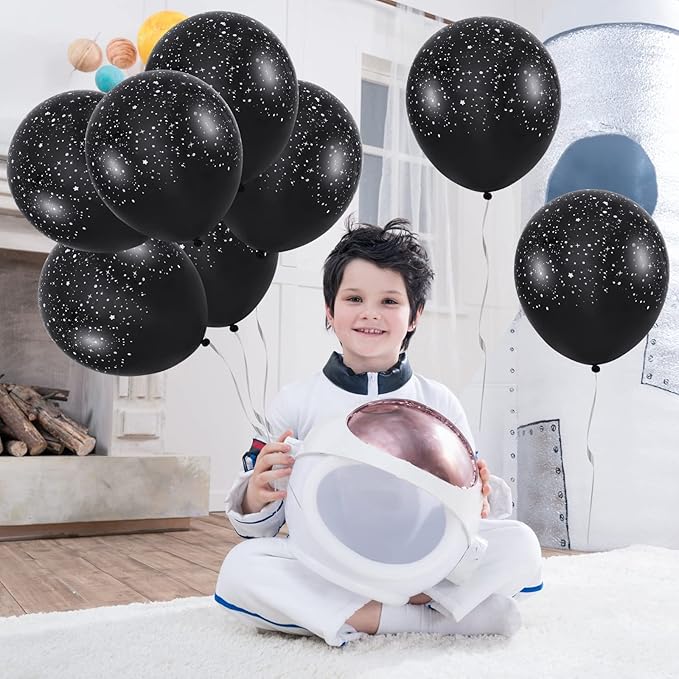 Deekin 40 Pcs 12 Inch Metallic Galaxy Theme Balloons Latex Outer Space Planet Balloons Space Astronaut Theme Birthday Party Decorations Supplies for Teens and Adult