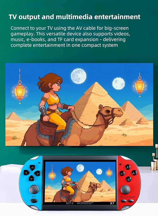 4.3" IPS Screen Handheld Video Game Console - with Classic Game System, Support TV Output, with Rechargeable BatteryTravel Toys Classic Fun for All Age
