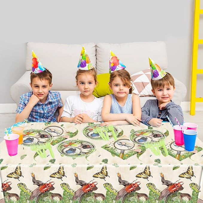 OULUN Bug Party Decorations Tableware, 20 Plates and 20 Napkins and Tablecloth86 '' x 51'' Birthday Party Decorations