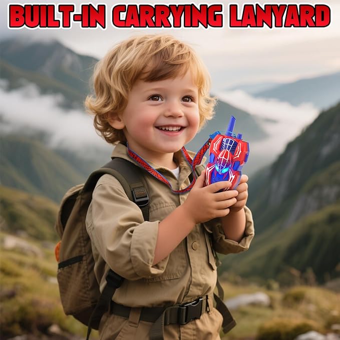 Walkie Talkies for Kids, Spider Toys 2 Pack Outdoor 2 Way Radio Toy Gifts Camping Brithday Gift Walkie Talkies for 3 4 5 6 7 8 9 10 Year Old Boys