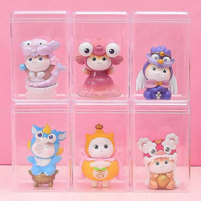 5Pcs Action Figure Storage Boxes Clear Plastic Display Cabinet for Collectible Figurines Toy Organizer 2.48X2.16X3.74 Inch Protective Showcase for Model Display