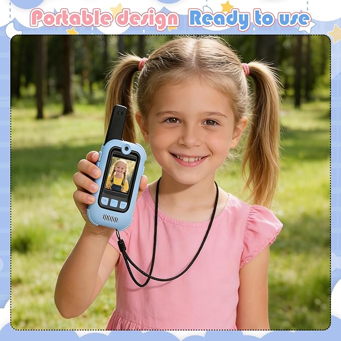 Video Walkie Talkies for Kids 2 Pack, Upgraded Rechargeable Kids Walkie Talkie with HD Camera, Long Range Face Time Walkie Talkies for Boys & Girls, Electronic Gifts for Camping & Indoor Outdoor Games
