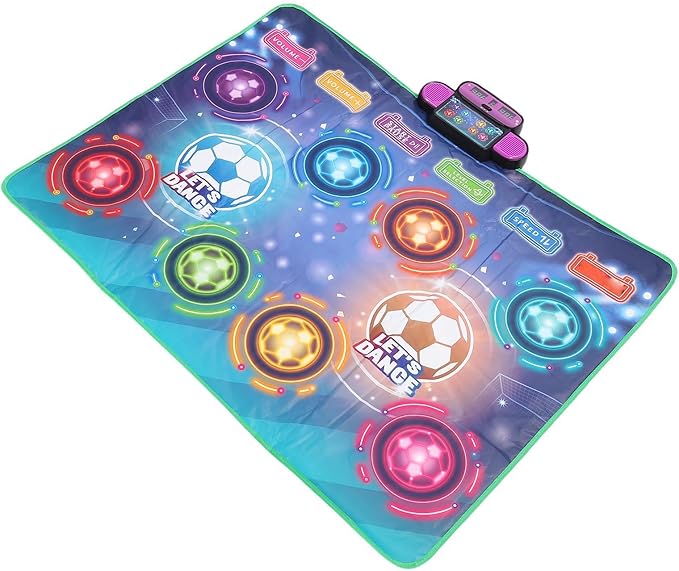 Double Player Dance Mat, Interactive Electronic Dance Pad with Music and Challenging Levels, 105.5x80cm, 2 Player Kids Game Mat for Family Fun