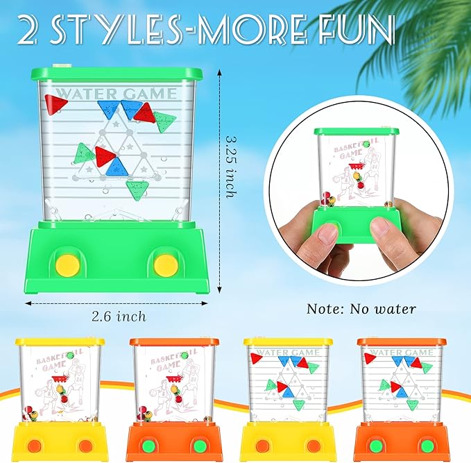 Gejoy 4 Pieces Water Games Handheld Easter Basket Stuffers for Kid Water Ring Toss Handheld Game Mini Retro Pastime Car Toys Fidget Autism Toys for Easter Children Boys Girls Birthday(Sport Style)