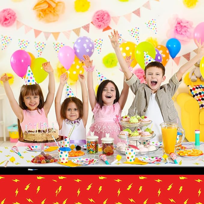 2Pcs Cartoon Animation Party Tablecloths 70.8×42.5 inch Red and White Tablecloths Table Decorations Party Supplies (Red)