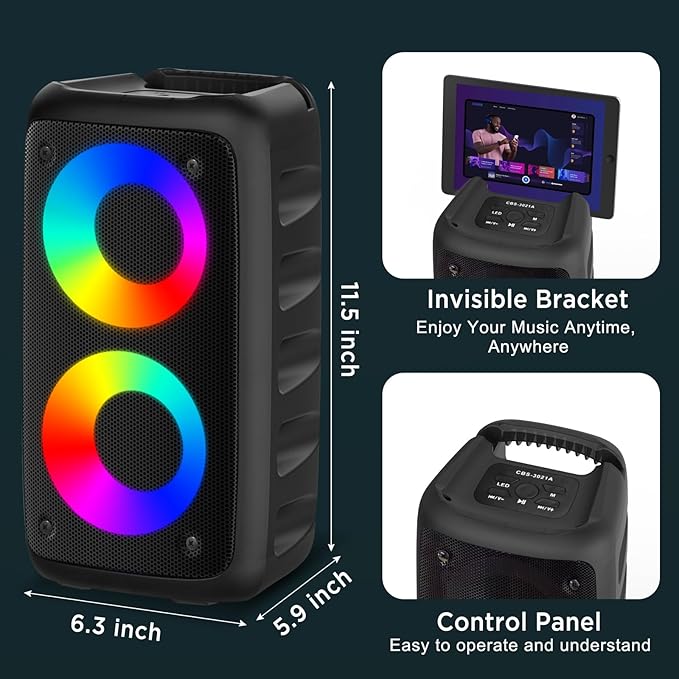 Karaoke Machine,Outdoor Bluetooth Speaker, PA Speaker with 1 Wireless Karaoke Microphones Wireless for Adults Kids with Upgraded Subwoofer, Support TWS/TF/USB/AUX for Home Party Outdoor