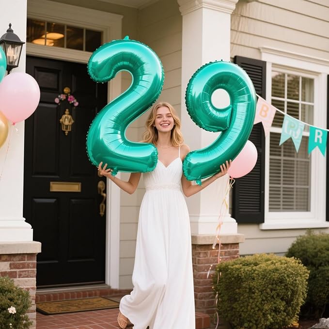 40 Inch Teal Blue Balloon Number 9,Jumbo Mylar Foil Helium Balloon for 9 19th 29th 39th 90th 99th Digital Balloons for Birthday Party,Wedding Anniversary Party Decorations