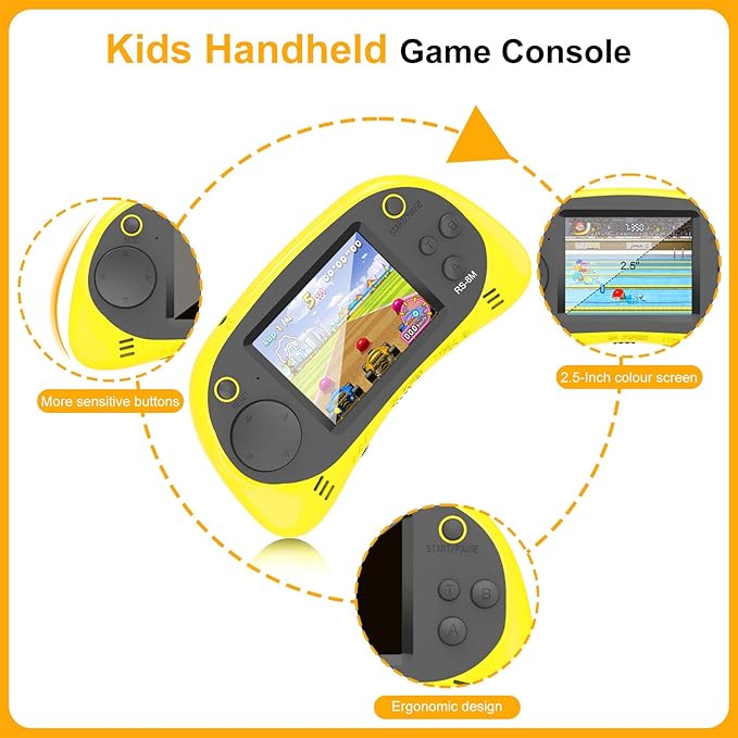 Handheld Games for Kids -16 Bit Retro Video Game with 220 HD Electronic Games - 2.5'' IPS Portable Travel Game Gifts for Boys Girls Ages 4-12 (Blue)