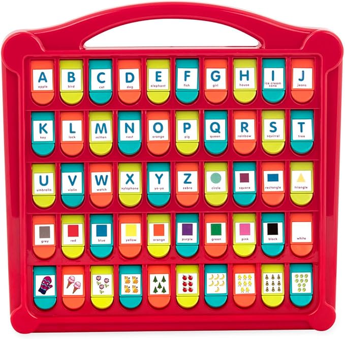 Battat – Pop – Up Alphabet – 50 Letter & Picture Flaps – Shapes, Colors & Letters – Educational & Learning Toys – 3+ Years– Hide & Seek Alphabet