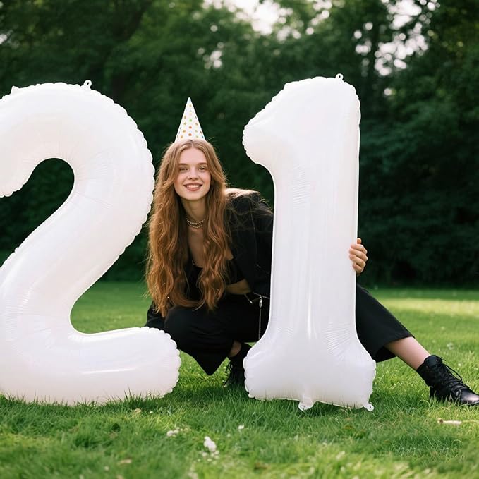 40 Inch White Number 12 Digital Balloon,Jumbo Mylar Foil Helium Balloon for 12 Balloons for Birthday Party,Wedding Anniversary Party Decorations