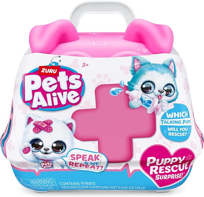 Pets Alive Pet Shop Surprise S3 Puppy Rescue (Wole Dog) by ZURU Surprise Puppy Plush, Ultra Soft Plushies, Compound Surprises Inside, Interactive Toy Pets, Electronic Speak and Repeat