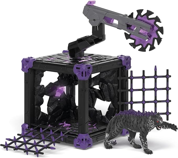 Schleich Eldrador Creatures - Battle Cave with Shadow Tiger Figure and Shooting Weapon Toy Playset - Interactive Cave and Monster Figurine for Boys and Girls - Fantasy Toys for Kids Ages 7+ | 42739