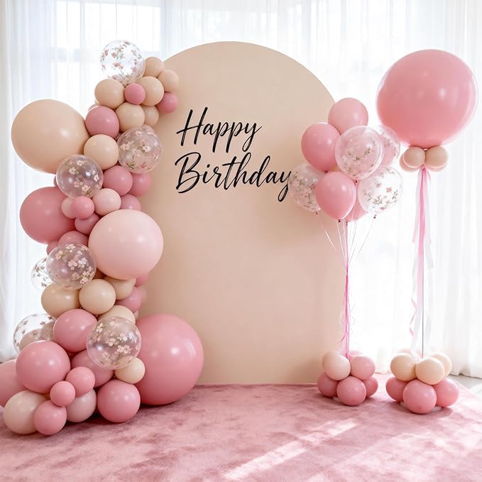 FunHot Dusty Pink Balloons, 50 Pcs Light Pink Balloon, Blush Balloons, 12 Inch Apricot Transparent Latex Balloon for Girl Birthday Valentine's Day Baby Shower Bridal Shower Wedding Party Decorations