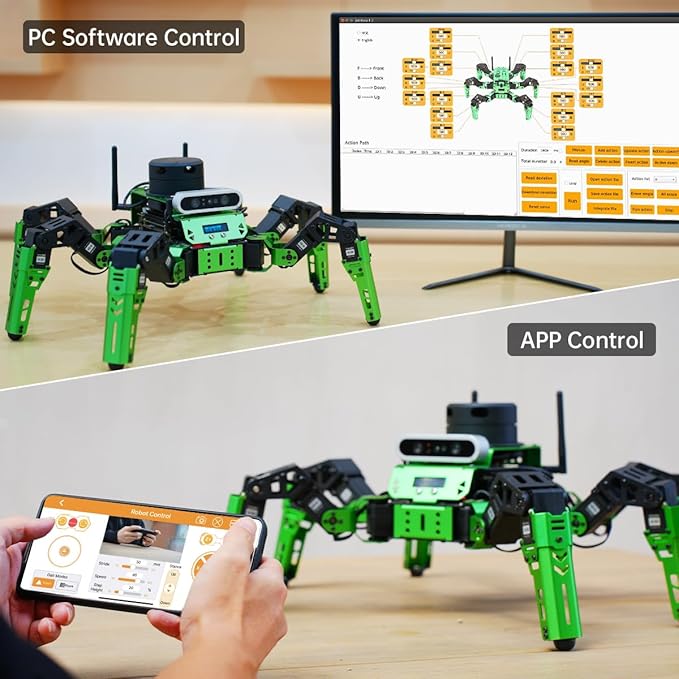HIWONDER JetHexa Hexapod Robot Kit for ROS Jetson Nano AI Vision Monocular Camera Programmable Smart Robot Color Sorting Line Tracking Target Recognition, Standard Kit