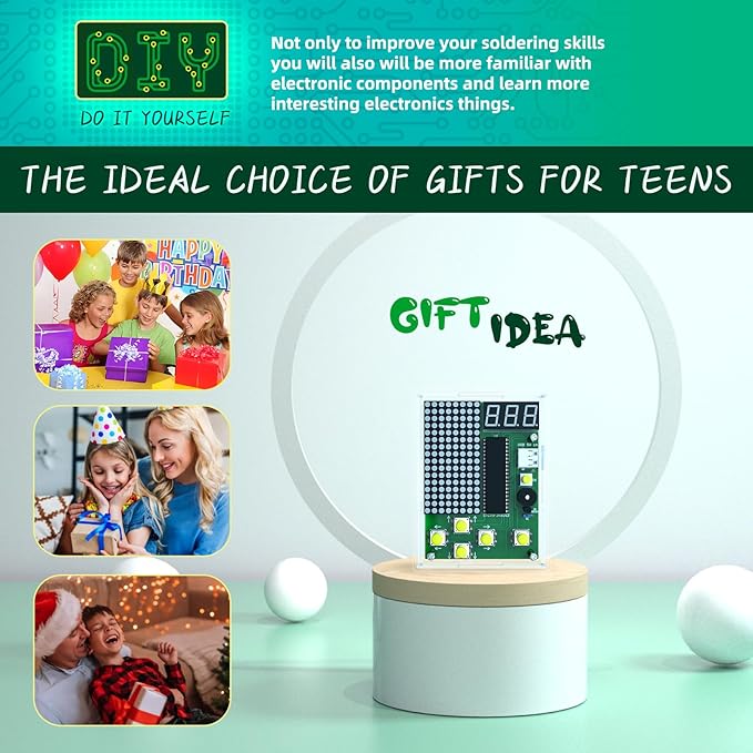 DIY Solder Project Game Kit, Soldering Projects with 4 Retro Classic Games for Electronic Soldering Practice and Learning, for Learning Teaching STEM Education Ideal Gift for Family and Friends