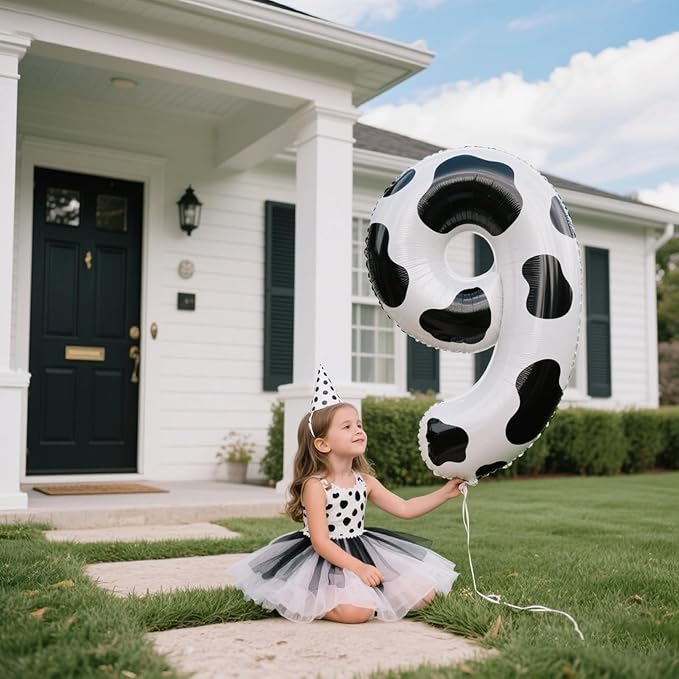 40 Inch Cow Print Balloon Number 9,Jumbo Mylar Foil Helium Balloon for 9 19th 29th 39th 90th 99th Digital Balloons for Birthday Party,Wedding Anniversary Party Decorations