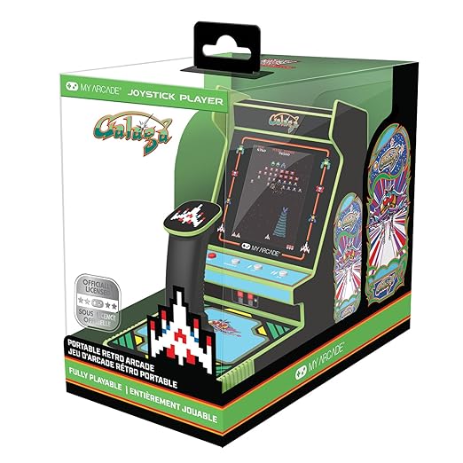 My Arcade Galaga Joystick Player : Officially Licensed Galaga and Galaxian Video Game Console, Fun Portable Mini Game 3.2" Full Color Display