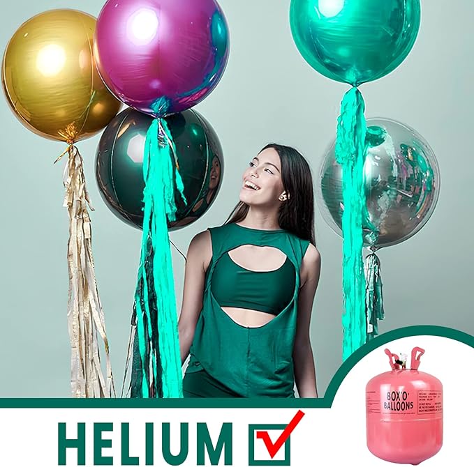PartyWoo Dark Green Foil Balloons 6pcs 22 Inch Large Round Foil Big Giant 4D Jumbo Inflatable Mirror Ball Mylar Balloons for Baby Shower Wedding Safari Dinosaur Woodland Themed Party Decorations