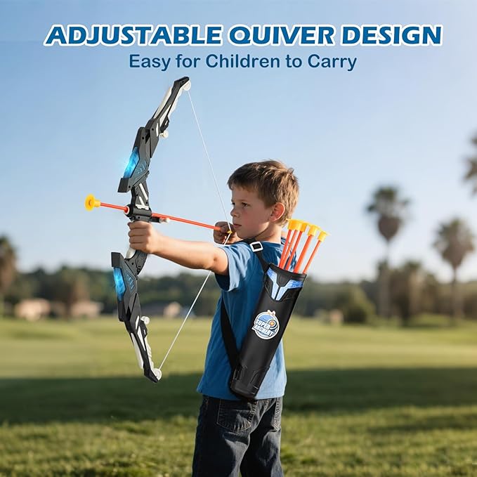 2 Pack Kids LED Archery Set with Standing Target, 20 Suction Cup Arrows Bow and Arrow for Kids 3-12, Indoor Outdoor Sport Toy for Boys Girls