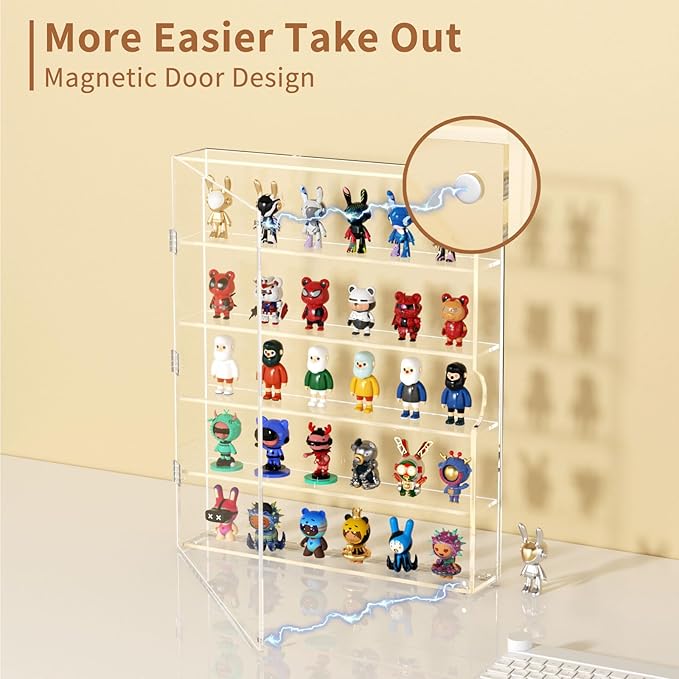 NIUBEE Acrylic Display Case for Figures: Dustproof Clear Wall Mounted or Desktop Mini Figure Display Case for Popmart, Sonny Angel, Collectibles, Rock, Crystals, Lego, Amiibo, Blind Box