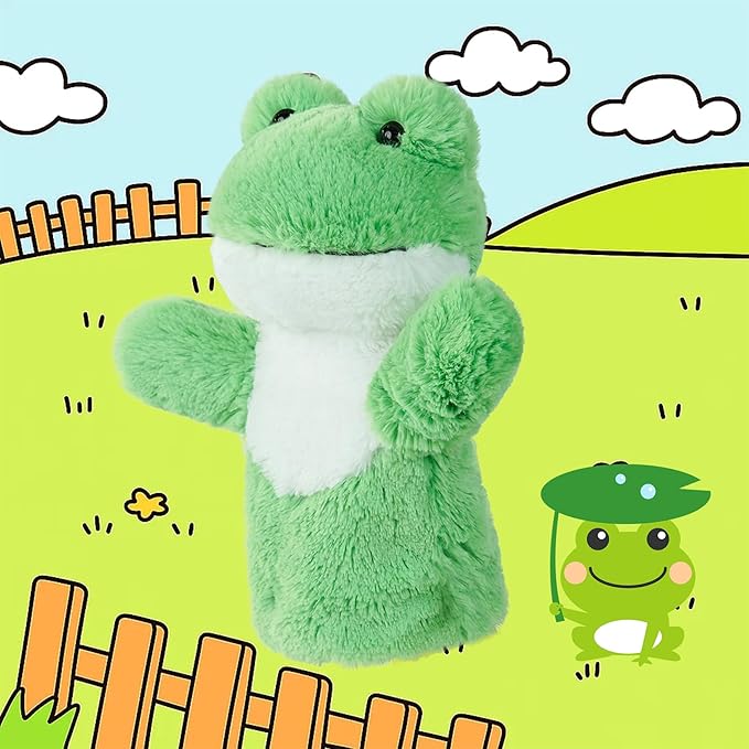 Puppet Size for Kids Adults Swamp Pond Animal Learning Tool Soft Green Hand Toy for Story Time Preschool Classroom Supplies Interactive Play Frog