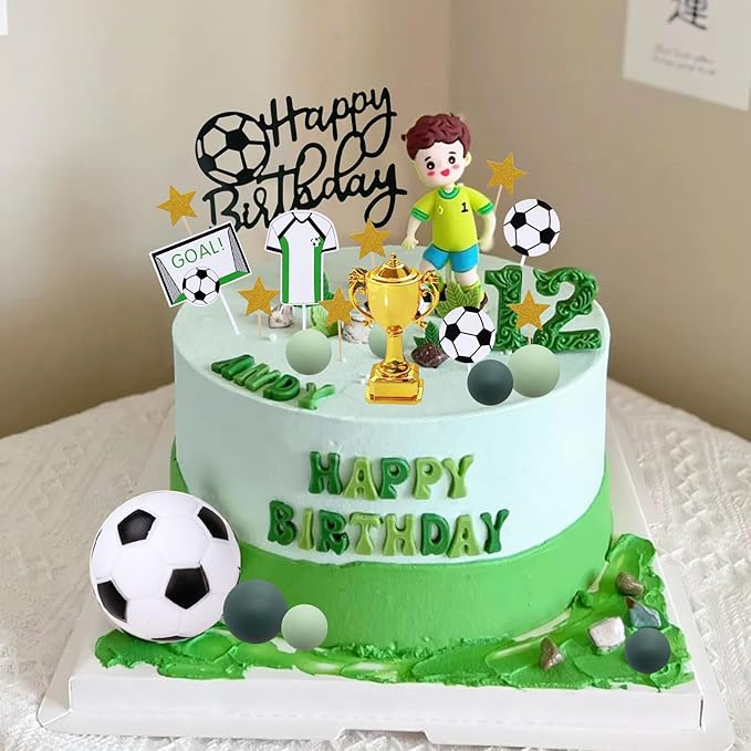 Knana 26Pcs Soccer Cake Toppers - Soccer Ball Cake Theme Decorations for Birthday Party Supplies