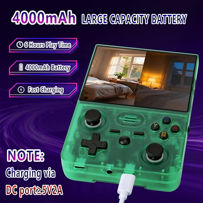 2026 NEW Upgrade RF45V Retro Handheld Game Console-4.5 Inch Ultra-Large Screen,Support 18000+Classic Games,64G TF Card,4000mAh Battery,Linux System,Birthday Gift for Adult or Friends - Green