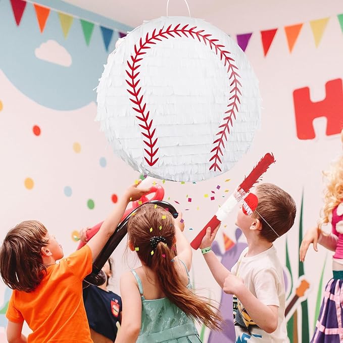 Baseball Pinata Sport Pinata with Stick & Blindfold Large Funny Pinatas for Baseball Party Decorations Sport Themed Birthday Party Supplies Family Games