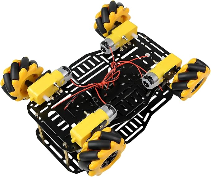 Mecanum Robot Chassis Car Kit with 360° Omnidirectional Wheel, Aluminum Alloy Frame, 60mm Omnidirectional Wheels, TT Motor, Robotic Moving Platform for DIY Education Robot