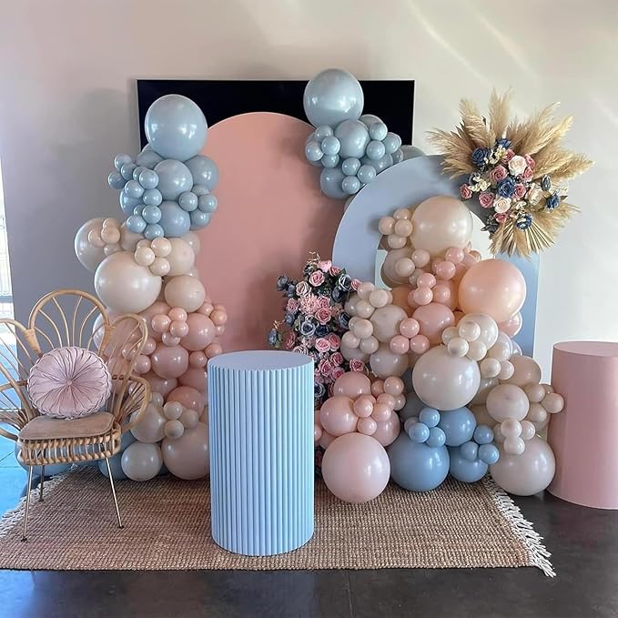Gender Balloon Garland Arch Kit, Dusty Pink and Blue White Sand Balloons Boho Pink Nude Balloon for Neutral Theme Baby Shower Birthday Bridal Shower Wedding Gender & Reveal Party Decoration