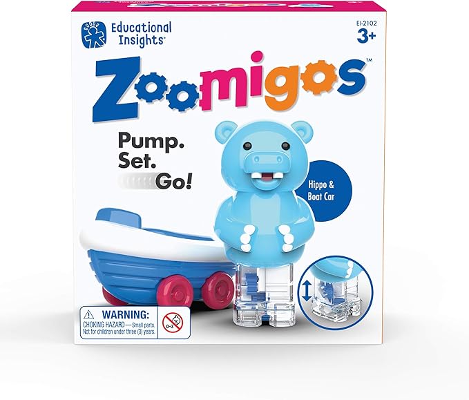 Educational Insights Zoomigos Hippo with Rowboat Zoomer - Toddler Toy