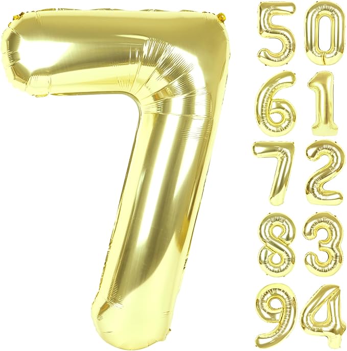 Champagne Gold 7 Balloon, Number Balloons 40 Inch, Light Gold 7th Birthday Decorations for Girls Kids, Party Decoration for Women, Number 7 Balloon