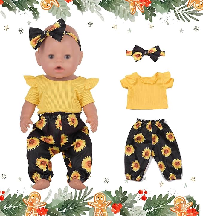 Newborn Baby Doll Clothes - Plaid, Jumpsuit, Tutu Skirt Doll Accessories for 15-18 Inch Dolls