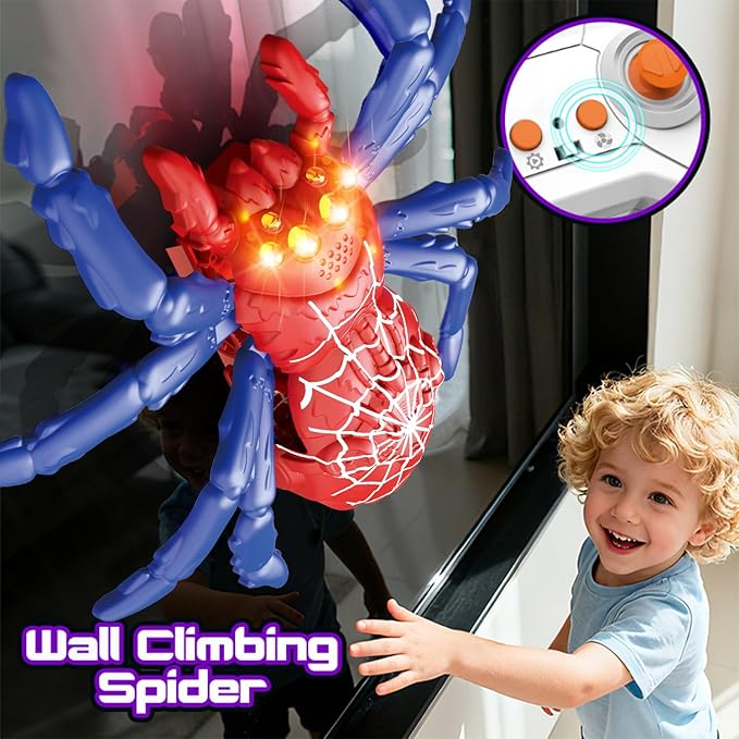 Wall Climbing Gecko Spiders,Realistic Lizard Wall Climbing Toy,Rechargeable Remote Control Robot Kids Toys,Dual Mode Floor & Wall Driving,Christmas Birthday Gift for Boys Girls Ages 3+ (Red)