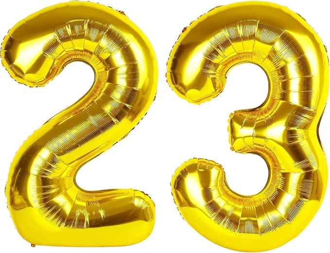 40 Inch Gold Balloon Number 23 Balloon,Jumbo Mylar Foil Helium Balloon for 23 Birthday Digital Balloons for Birthday Party,Wedding Anniversary Party Decorations