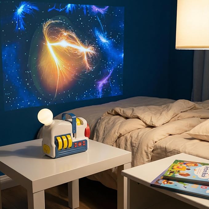 Story Projector for Kids, Story Dream Machine Book Projector with 4 Science Themes, Earth, Ocean, Dinosaurs & Space, Audio Play, Night Light, 9 Dream Music, Educational Bedtime Storytelling Toy