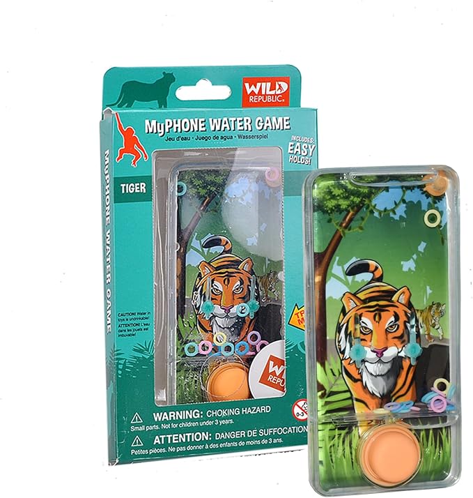 Wild Republic My Phone Water Game Tiger Design, Gift for Kids, Great for Hours of Independent Play, Multicolor, 15"