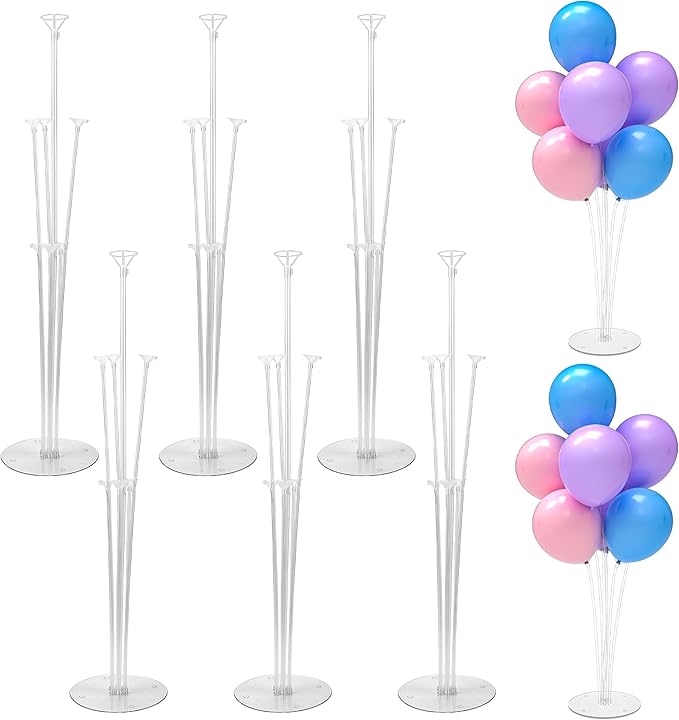 JOYYPOP 6 Sets 28 Inch Balloon Stand Kit, Balloon Holder Stickers Table Decoration Party Birthday Wedding Supplies Accessories