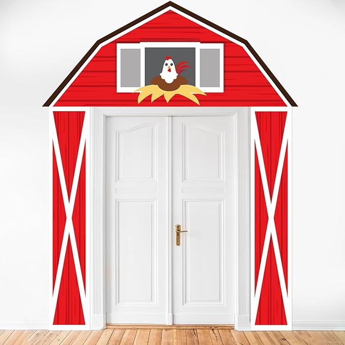 CHUNNIN Farm Animal Party Porch Banner - Farm Themed Party Door Decoration - Barn Door Banner Hanging Supplies - Barnyard Awning Backdrop for Animal Birthday Photo Booth Props