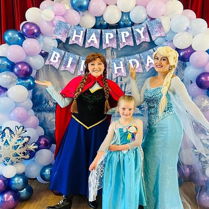 Frozen Birthday Party Decorations Frozen Birthday Banner Fro/zen Party Decorations Winter Wonderland Snowflakes Happy Birthdays Banner Backdrop Party Supplies