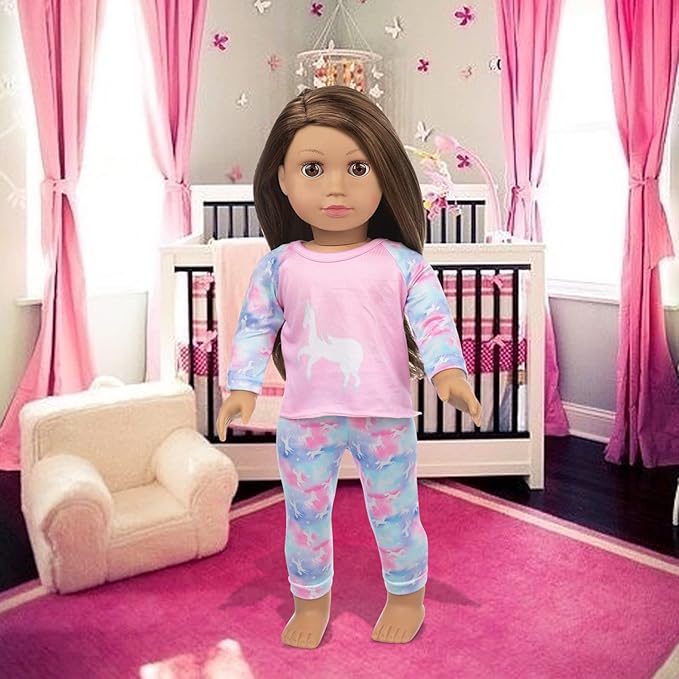 23 Pcs American Doll Clothes Dress and Accessories Sets for American 18 inch Dolls - Including 10 Complete Set of Clothing , Doll Accessories with Hair Bands and Hair Clip