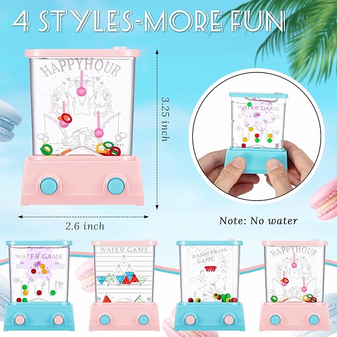 Sumind 10 Pcs Handheld Water Game for Kids Easter Basket Stuffers Mini Water Ring Toss Basketball Hoop Toy 90s Retro Mini Games for Goodie Bag Birthday Return Gifts (Lively Style,Pastel)