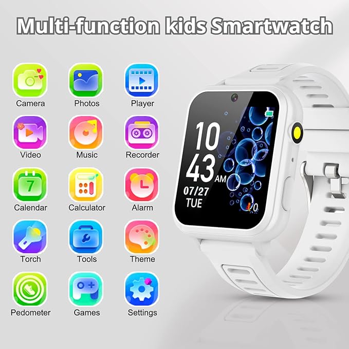 Kids Game Smart Watches Girls with 39 Puzzle Games Camera Music Player Pedometer Alarm Clock Calculator Torch, 12/24 hr HD Touch Screen Kids Watches Toys for Girls Age 3-12 Year Olds Gifts